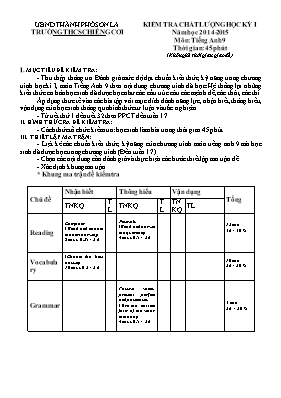 Đề kiểm tra chất lượng học kỳ I môn Tiếng Anh Lớp 9 (Chương trình Thí điểm) - Năm học 2016-2017 - Sở GD & ĐT Bắc Giang (Có đáp án)